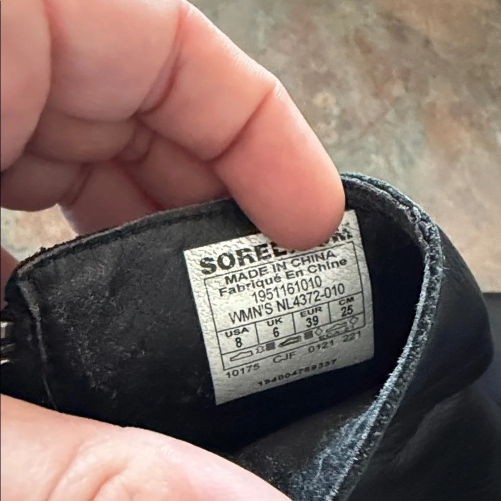 Sorel Black Leather Ankle Booties Women’s Size 8 EUC - Picture 4 of 5